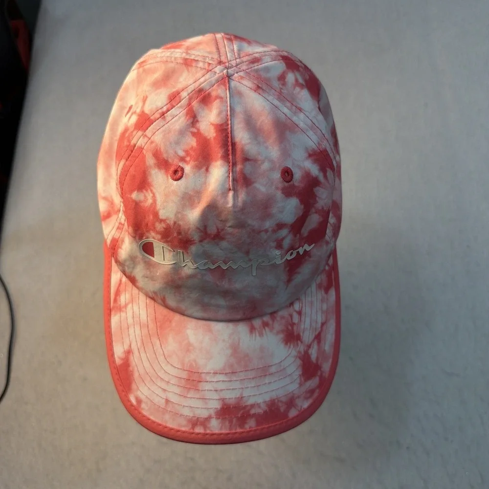 Champion Hat Cap Strap Back Pink White Tie Dye Adjustable Streetwear  Workout